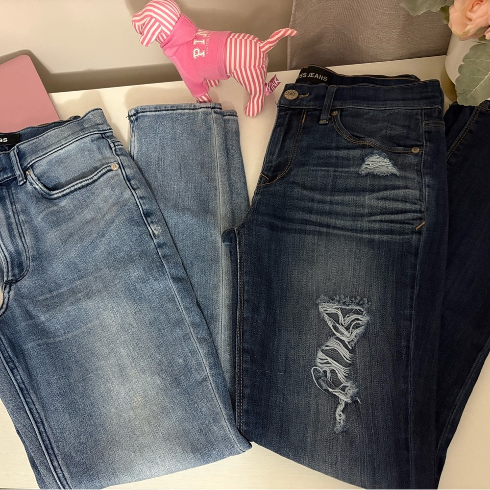 Express Dark and Light Blue Skinny Jeans